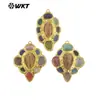 Wt-P2008 Pingente Colorido com Pedras Naturais Incrustadas Banhado a Ouro 18K Joias Acessórios de Latão Feitos à Mão para DIY