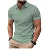 Camisa Polo de Color Sólido de Manga Corta para Hombre de Comercio Exterior Europeo y Americano Camisa Polo Casual de Negocios al Aire Libre con Cuello y Botones