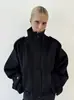 Nova Jaqueta Curta de Lã Russa para Exportação Outono e Inverno, Modelagem Solta, Gola Alta, Mangas Raglan Morcego, Casaco Moderno