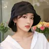 Chapéu de pescador veludo cotelê plissado feminino estilo japonês retrô chapéu balde Melard para circunferência de cabeça grande, afina o rosto, chapéu balde liso para look sem maquiagem