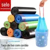 Saco de lixo com cordão para uso doméstico, engrossado, portátil, cozinha, grande, atacado, saco plástico, saco extra grosso, atacado, recuperação automática