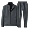 Traje Deportivo Casual para Hombres de Mediana Edad y Mayores, Atuendo de Padre para Primavera y Otoño, Cardigan Cálido Transpirable Talla Grande Chaqueta de Dos Piezas