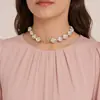 Collar de perlas de imitación irregulares barrocas con diseño de hebilla, cadena de clavícula con sentido elegante, collar de perlas brillantes de moda para mujer