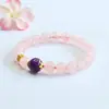 Pulsera de Cristal Rosa Natural Guan Yu Pulsera de Amatista para Mujeres Transmisión en Vivo de Comercio Electrónico Venta Caliente en Templo Venta al por Mayor S5080105