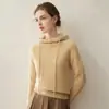 Suéter com Capuz 100% Caxemira Pura Outono 2026 Feminino Malha Solta Estilo Casual Camisa Básica