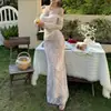 Diseño de Nicho Top Tubo de Encaje Estilo Sexy Atado en la Espalda Vestido Adelgazante sin Espalda