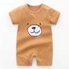 Macacão de Bebê Transfronteiriço Verão Algodão Puro Macacão para Homens e Mulheres Roupas de Bebê Estampa de Coelho Desenho Animado Manga Curta Macacão de Engatinhar