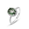 Anillo de Musgo Verde de Plata S925 Transfronterizo de Estación Independiente de Amazon Ágata de Hierba Acuática Anillo de Lujo Ligero Noble Europa y América