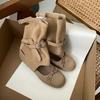 Botas Curtas Versáteis Estilo Ballet com Laço Ajustável da Moda para Primavera e Outono de 2025
