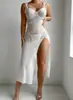 Comércio Exterior Estilo Europeu e Americano Sexy Transparente de Renda Tentação Costas Nuas Fenda Alta Lingerie Sexy Vestido Suspender para Mulheres