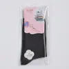 Calcetines de Media Pantorrilla para Mujer para Primavera, Otoño e Invierno, Doble Aguja, Absorbentes de Sudor, Resistentes al Olor, Calcetines Negros Deportivos y Casuales para Mujer, Calcetines Postparto que No Aprietan los Pies
