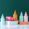 Frasco conta-gotas de vidro com cabeça de silicone cor de macaron, frasco vazio cosmético para amostra, embalagem secundária de viagem, frasco para líquidos, frasco para essência