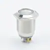 Interruptor de Botão de Metal 19mm Anel de Reset com Luz Cabeça Plana Partida por Impulso Alimentação Botão Pequeno