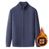 2026 Comércio Exterior Outono Item Quente Veludo Plus Espessado Gola Alta Meia Zíper Masculino Casual Suéter Quente Roupas de Pai Inverno