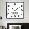 Reloj de Pared Grande Silencioso Estilo Nórdico Cuadrado con Calendario Reloj de Cuarzo Esfera Creativa Minimalista Moderno de Moda Reloj para el Hogar