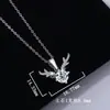 Venta al por mayor de fábrica transfronteriza Collar de plata de ley S925 con Moissanita y Colgante de asta, Moderno y Versátil