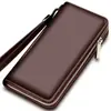 Carteira Masculina Bolsa de Mão Nova de Alto Padrão Masculina Longa Grande Capacidade Porta Cartões de Celular Estilo Zíper Alça de Mão