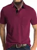Top Casual Verão Estilo Novo Europeu e Americano Manga Curta Gola Polo Patchwork Multicor Cor Sólida para Homem