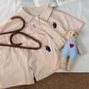 Terno de manga curta infantil Verão Novos Meninos e Meninas Urso Casual Lassel 2 peças Bebê T-shirt Shorts Trendy Top
