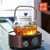 Tetera de vidrio borosilicato con asa de bambú y pico, para uso doméstico, gran capacidad, tetera de té kung fu