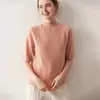 Outono/Inverno 2026 Novo Essencial Versátil Gola Alta Meia Manga Feminino Cashmere Manga Curta Base Camada Manga Três Quartos Suéter Tricotado em Cashmere