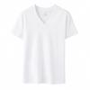 Camiseta Blanca Pequeña Tres Pruebas Verano Nuevo Amoníaco Líquido Algodón Puro Manga Corta Mujer Cuello en V Color Sólido Camisa Fresca Holgada Adelgazante Camisa Blanca de Media Manga