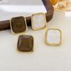 Aretes Geométricos Cuadriláteros Aguja de Plata Estilo Coreano Modernos Simples para Oficina Aretes Nicho de Gama Alta Versátiles