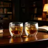 Taza de Vidrio Transparente Engrosada con Forma de Huevo, Taza de Té de Flores Doble Pared Aislada Anti-quemaduras, Vaso de Agua de Vidrio Hueco de Doble Pared Resistente a Altas Temperaturas