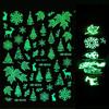 Nuevas pegatinas de uñas transfronterizas adhesivas invierno Navidad copo de nieve animal luminosas clásicas calientes pegatinas de uñas 3D