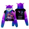Sudadera con Orejas de Gato y Estampado de Color 3D Kpop Cazadores de Demonios Periférico para Chicas Tendencia Primavera y Otoño que Muestra el Ombligo