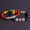 Pulseira de ágata vermelha natural, três obsidianas, cinco vias, Deus da Riqueza, três signos do zodíaco, pulseiras masculinas e femininas, cristal branco, atacado