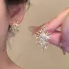 Pendientes de Zirconia Exquisitos de Fuegos Artificiales de Lujo Ligero de Nicho, Versátiles y Elegantes con un Toque de Alta Gama, Pendientes de Cielo Estrellado, Accesorios para Orejas, Pendientes de Presión