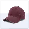 Gorra de algodón lavada con múltiples agujeros, logo personalizado, gorra de béisbol estilo papá suave desgastada, gorra de béisbol visera solar de Amazon