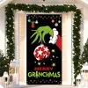 Cubierta de puerta del Grinch Navideño transfronteriza, decoración de puerta principal, colgante de puerta exterior para fiesta navideña, bandera feliz de monstruo navideño