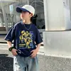 Roupas Infantis Camiseta de Manga Curta para Meninos 2026 Verão Novo Estilo Roupas de Algodão Respirável para Crianças Camiseta de Manga Meia-Manga Esportiva de Verão para Crianças Maiores