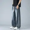 Jeans de Tencel Lyocell ligeros de verano para hombre, corte holgado, talla grande, marca de moda estilo americano, pantalones casuales rectos holgados