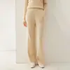 Calças de Cashmere de Cintura Alta para Mulheres Outono/Inverno 2025, Soltas, Versáteis, Confortáveis, Roupa de Trabalho, Calças Casuais de Perna Larga Torcidas, Calças