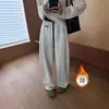 Pantalones de pierna ancha con bordado de otoño, estilo casual americano, con cordón en la cintura alta, pantalones de pierna ancha sueltos, efecto adelgazante, con caída, pantalones casuales