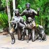 Escultura de figura de plástico reforzado con fibra de vidrio para exteriores, cobre fundido, cultura agrícola, costumbre popular, adornos grandes, resina imitación cobre, paisaje de jardín