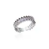 Anillo Geométrico de Zirconia Cúbica de Colores Chapado en Oro de 18K Estilo Lujo Ligero Vintage Anillo de Cristal Retro Artístico