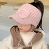 Gorro infantil, gorro de punto abierto para mujer de otoño e invierno, gorro de bebé versátil y lindo, gorro de punto engrosado y cálido