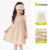 100% Algodón Vestido de Verano para Niña Dudu Home Cuello de Muñeca Vestido de Princesa Ropa de Verano Falda para Niña