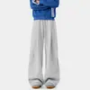 Calça de moletom masculina preta esportiva cl calça limpa americana outono marca da moda desconstruída longa solta retalhos caimento fluido casual
