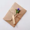 Cartão de Felicitações Retrô de Papel Kraft com Flores Secas Criativo Simples DIY Aniversário Dia da Mulher Dia das Mães Cartões de Bênção