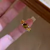 Anillo Vintage Maillard de Vid con Piedra Ojo de Tigre Chapado en Oro de 24 Quilates con Fuerte Retención del Color, Lujo Ligero y Sensación de Alta Gama, Diseño Abierto Ajustable