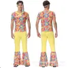 Disfraces de Halloween para Hombres y Mujeres Retro 70s Hippie Disfraces de Baile para Actuaciones Disfraces de Escenario para Fiesta en Discoteca Bar