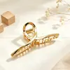 Presilha de garra para cabelo de liga metálica de alta qualidade estilo coreano, simples e elegante, presilha quadrada minimalista para mulheres, cheia de strass, presilha tubarão versátil, atacado