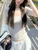 Extremamente Confortável no Verão, Camiseta de Gola U Grande com Manga Média para Mulheres, Estilo Coreano, Corte Justo