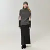 Suéter de tricô Bai Cai Rong 100% caxemira novo com gola redonda, coleção outono/inverno 2026, top de tricô estilo francês sem mangas e com mangas morcego