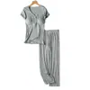 Conjunto de Calça e Blusa de Manga Curta para Maternidade Amamentação Pós-parto Roupas de Resguardo Primavera e Verão Pijamas Gravidez Mamãe Quente Roupas para Casa Atacado